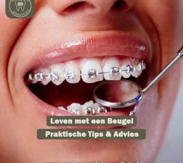 Close-up van een gebit met metalen slotjes (brackets) voor het artikel leven